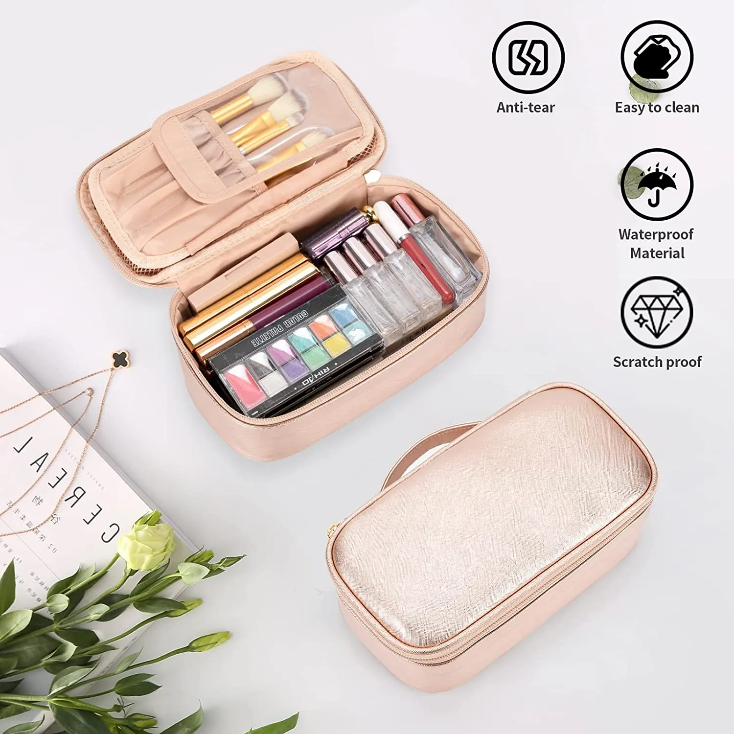 Rose Gold Small Travel Makeup Bag