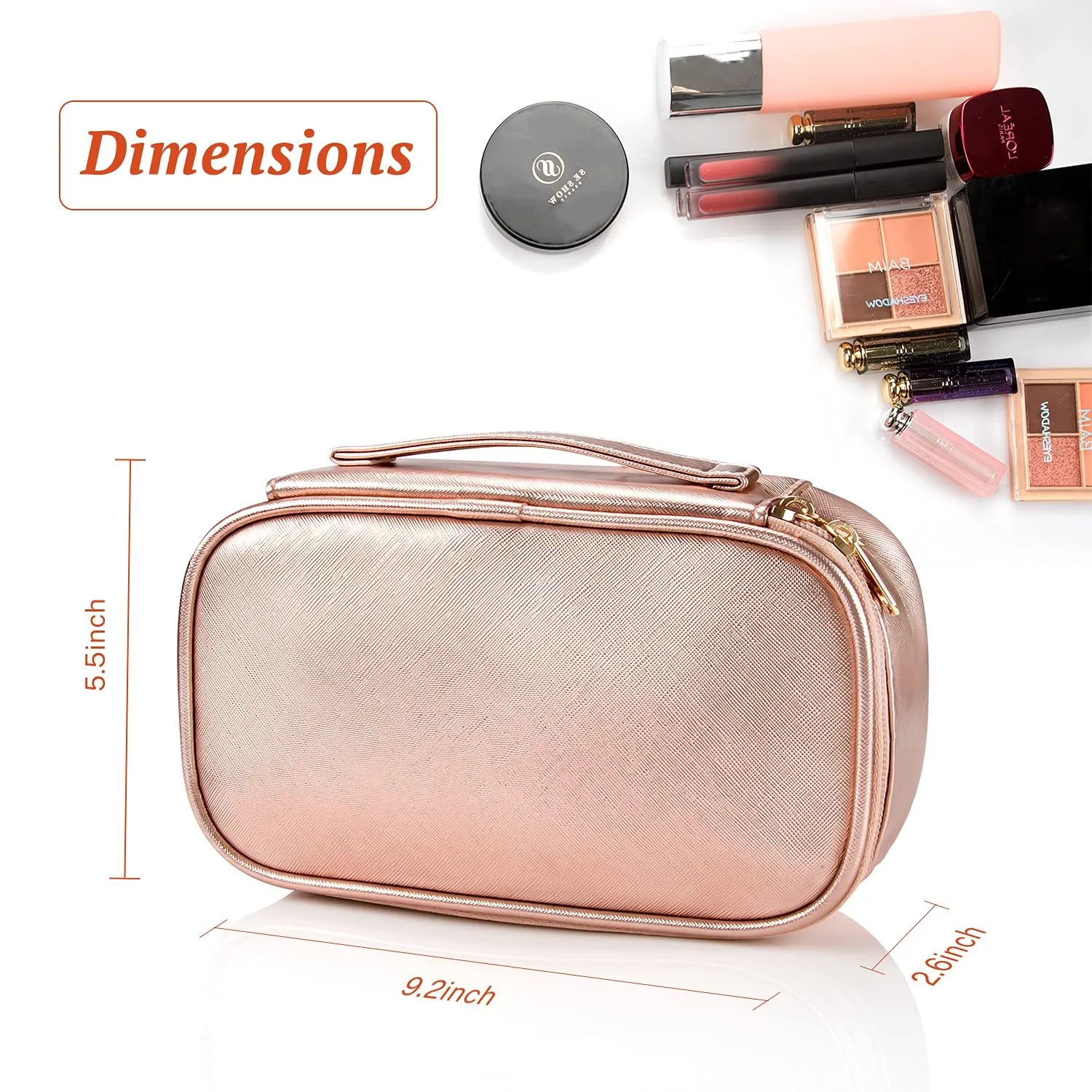 Rose Gold Small Travel Makeup Bag