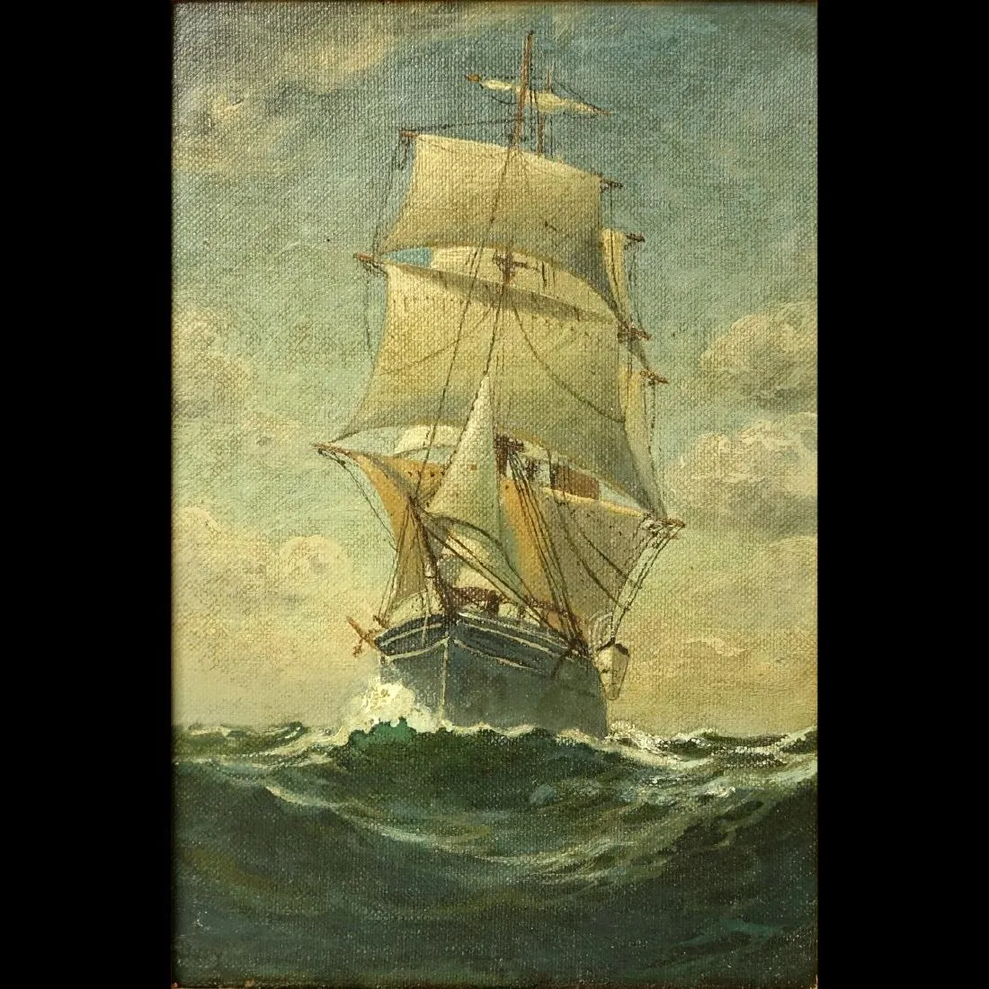 Sailing Ship at Sea, Oil on Canvas, 19th to 20th century ( 1800s to early 1900s