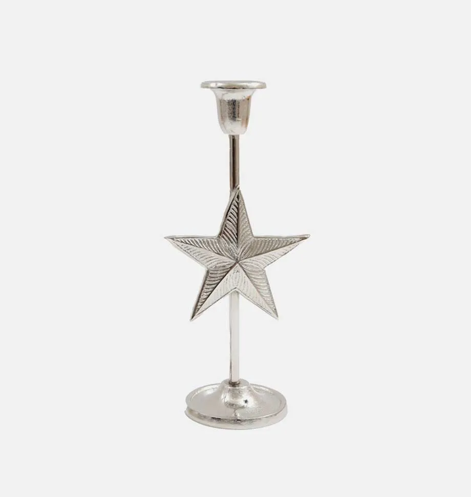 Silver Christmas Candlestick Holder