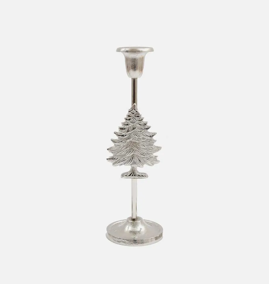 Silver Christmas Candlestick Holder