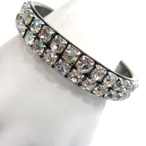 Silver-Tone Rhinestone Bangle Bracelet