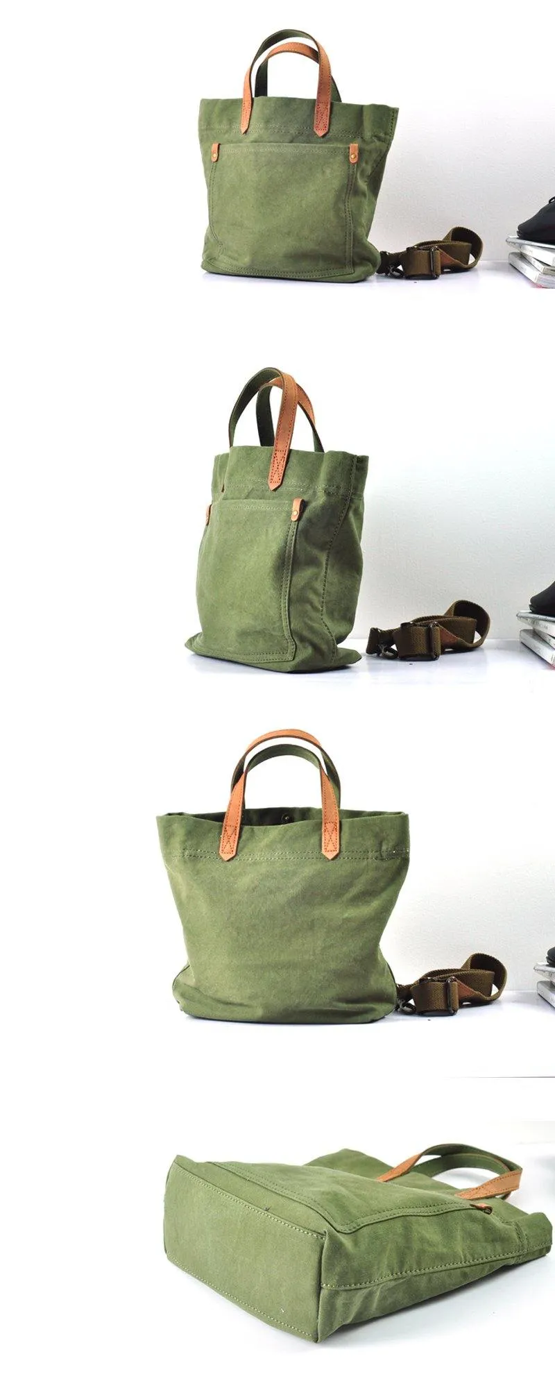 Simple Leather Canvas Womens Mens Small Tote Shoulder Bag Messenger Bag Canvas Handbag For Men Women