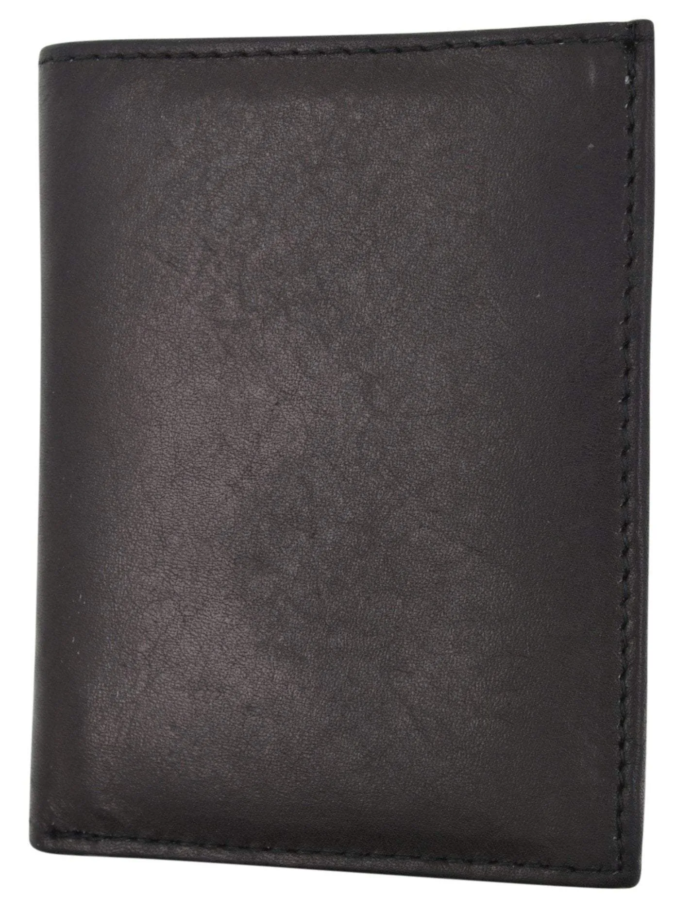 Small Children Black ID Card Holder with Coin Pocket Trifold Genuine Leather Wallet Kids MK300 (C)