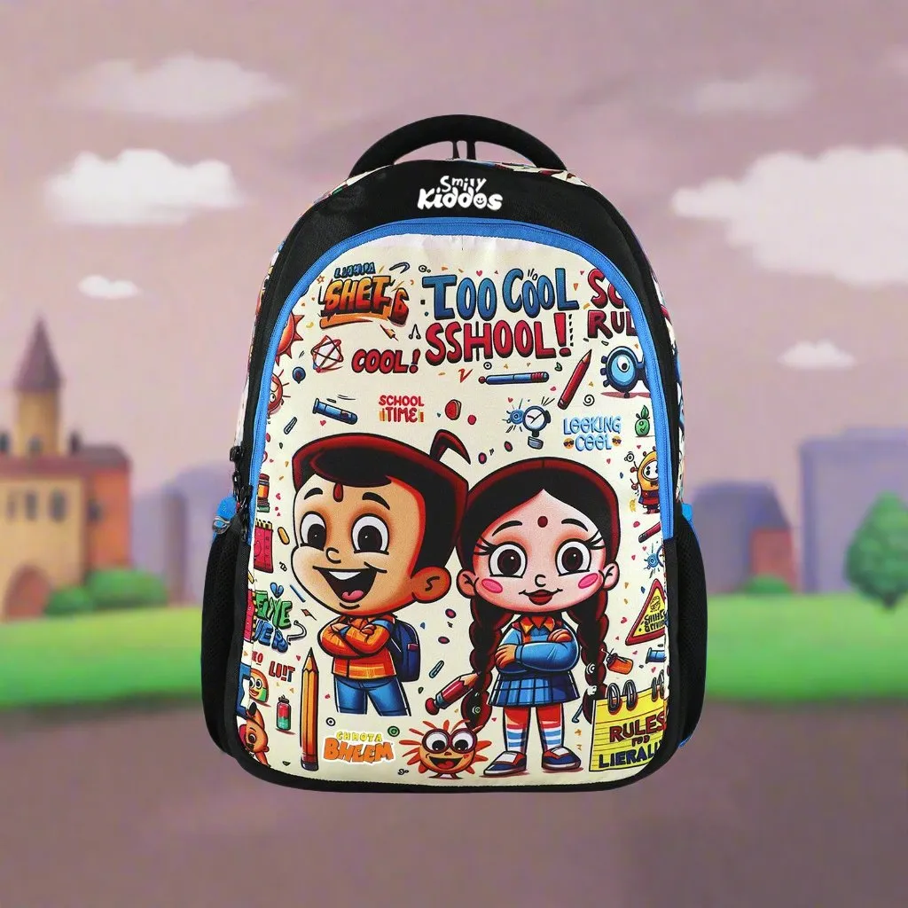 Smily Kiddos - Licensed Chhota Bheem Junior Backpack Too Cool III -Black & T Blue