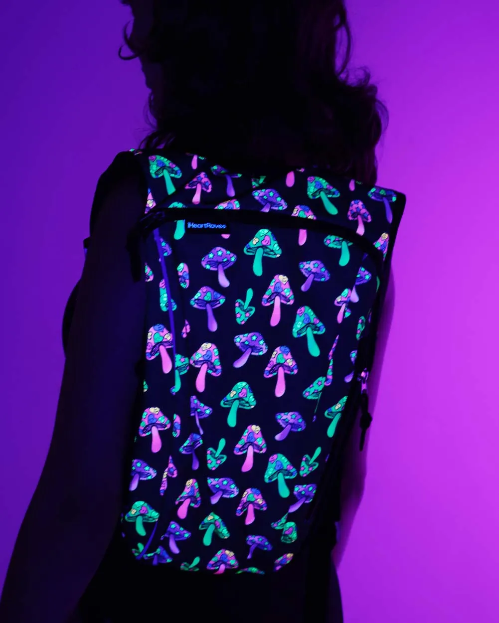 Space Spores 2.0 UV Reactive Hydration Pack with Back Pocket for Anti-Theft