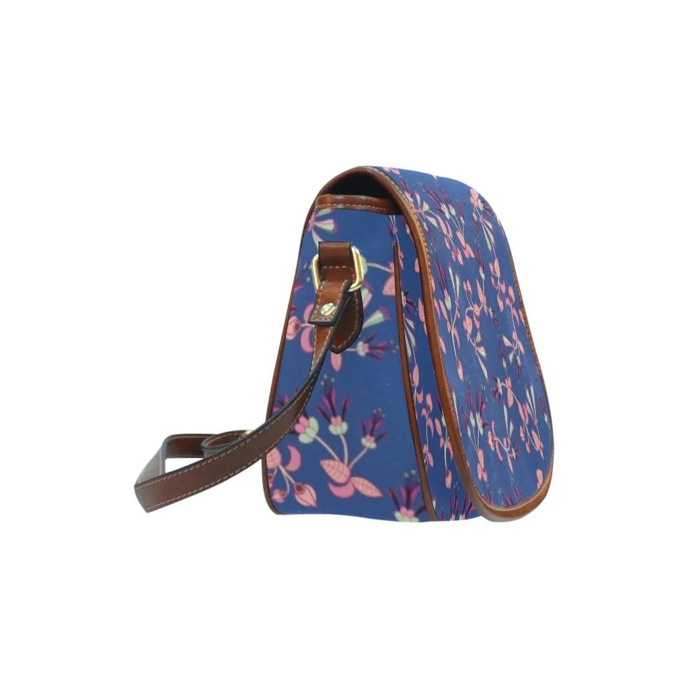 Swift Floral Peach Blue Saddle Bag/Large