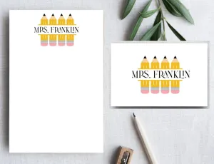 Teacher Pencil Border Stationery Set