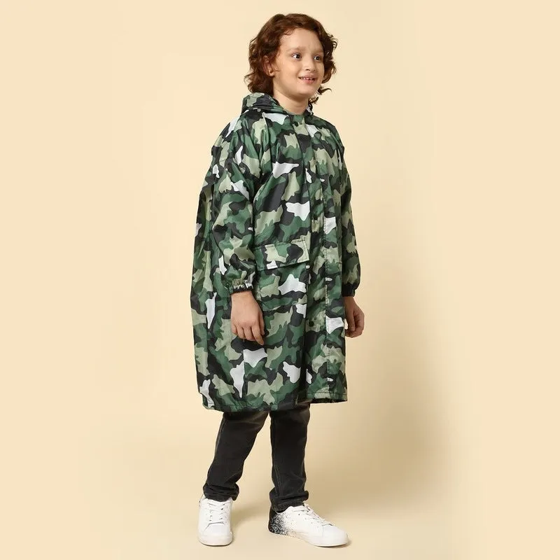 THE CLOWNFISH Felix Series Kids Waterproof PVC Longcoat with Adjustable Hood & Extra Space for Backpack/Schoolbag Holding. Plastic Pouch. Kid Age-10-11 years (Size-39-Lavender)