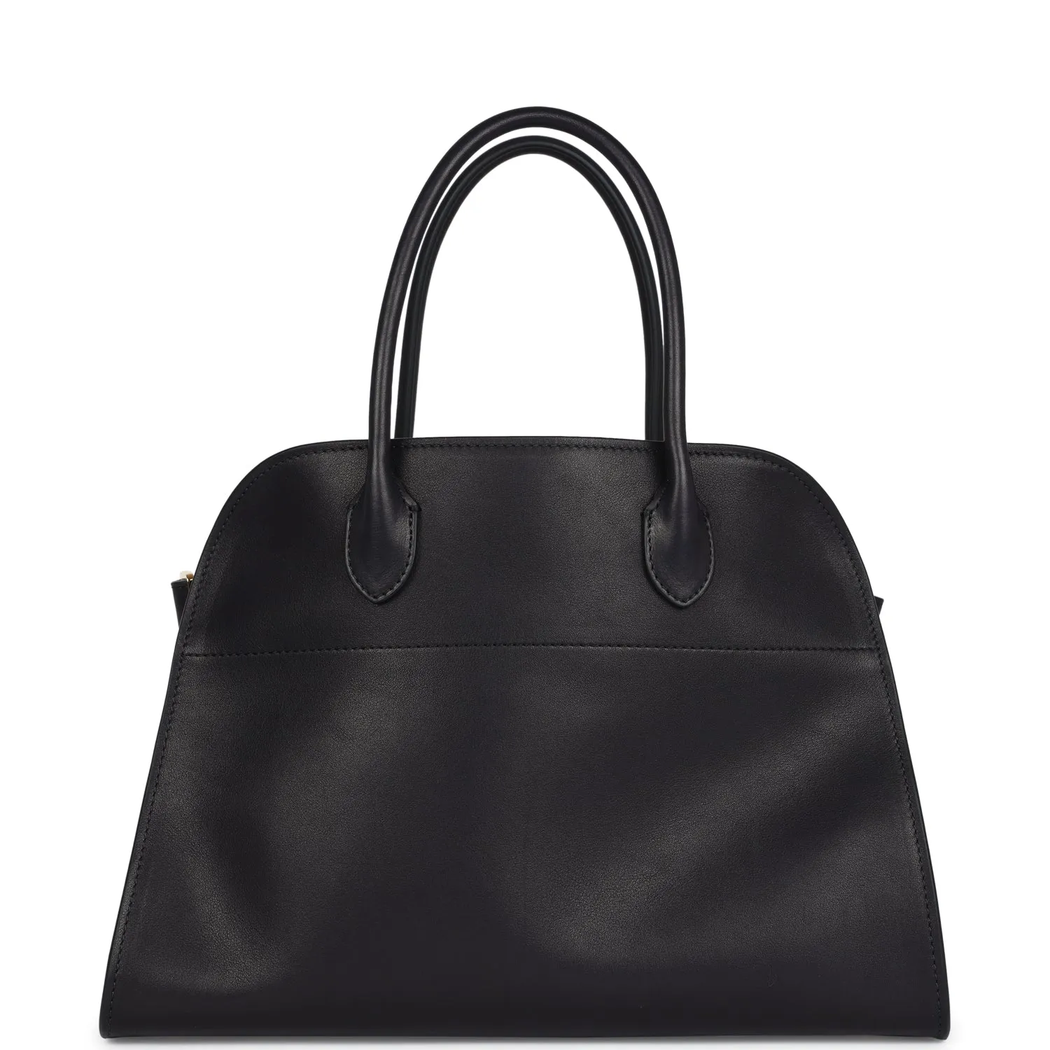 The Row Soft Margaux 12 Bag Black Saddle Leather Gold Hardware