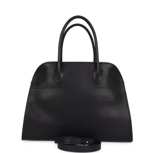 The Row Soft Margaux 12 Bag Black Saddle Leather Gold Hardware