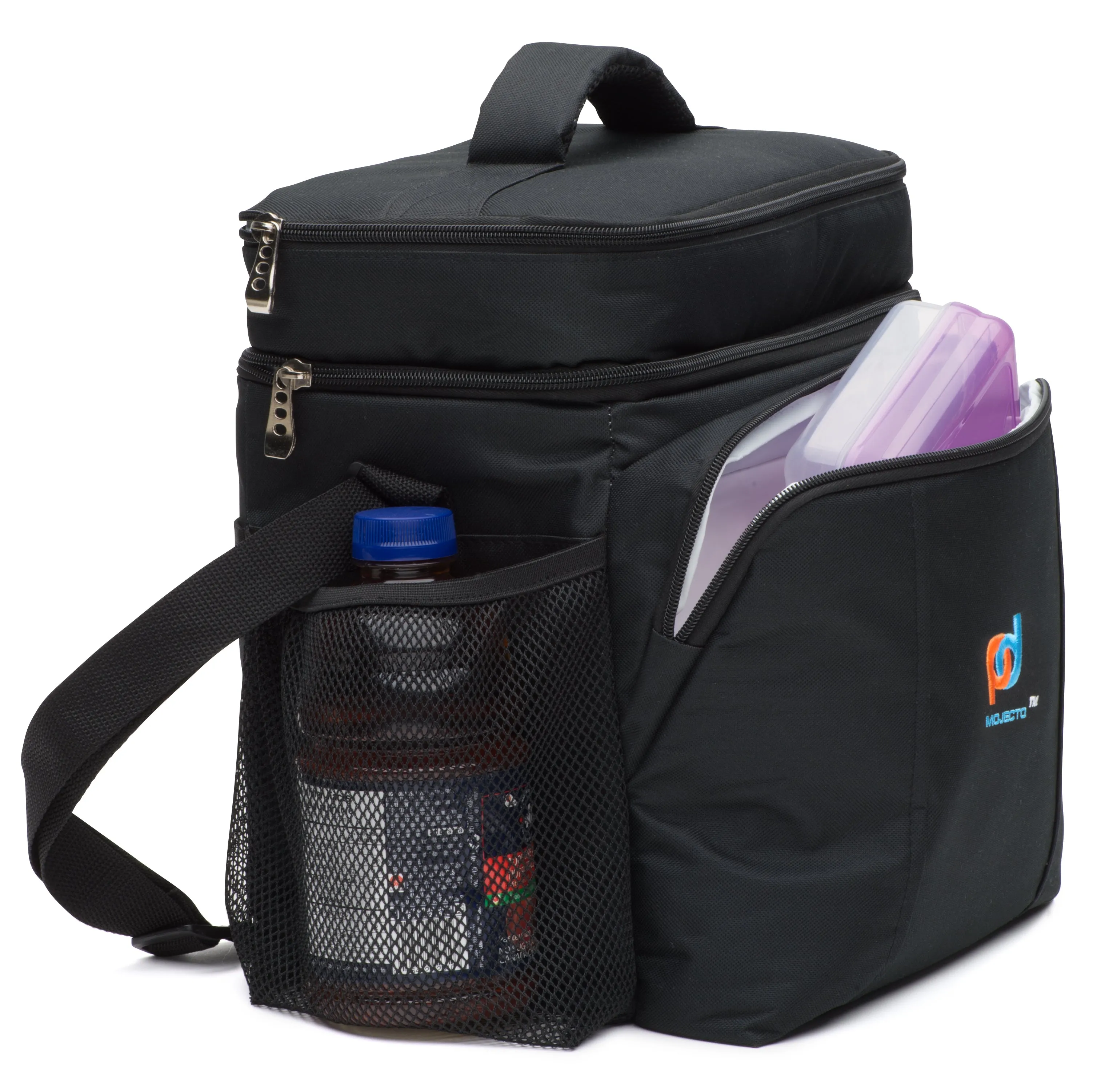 Two Compartments Cooler Lunch Bag with Leakproof Hardliner (11x12x8 In)