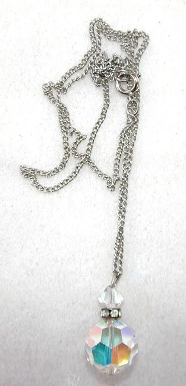 Unsigned Crystal and Rhinestone Necklace on a Silvertone Chain