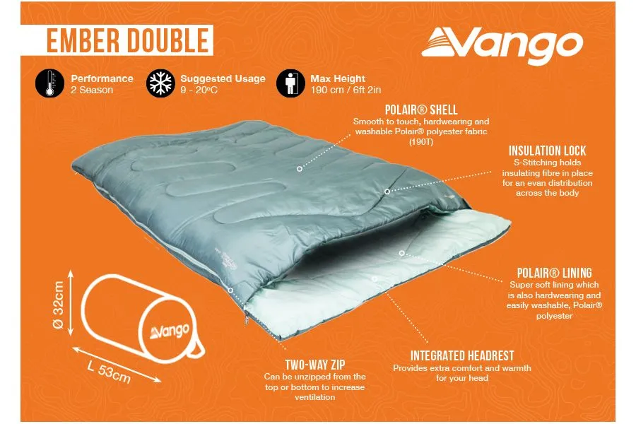 Vango Ember Double Sleeping Bag Mineral Green