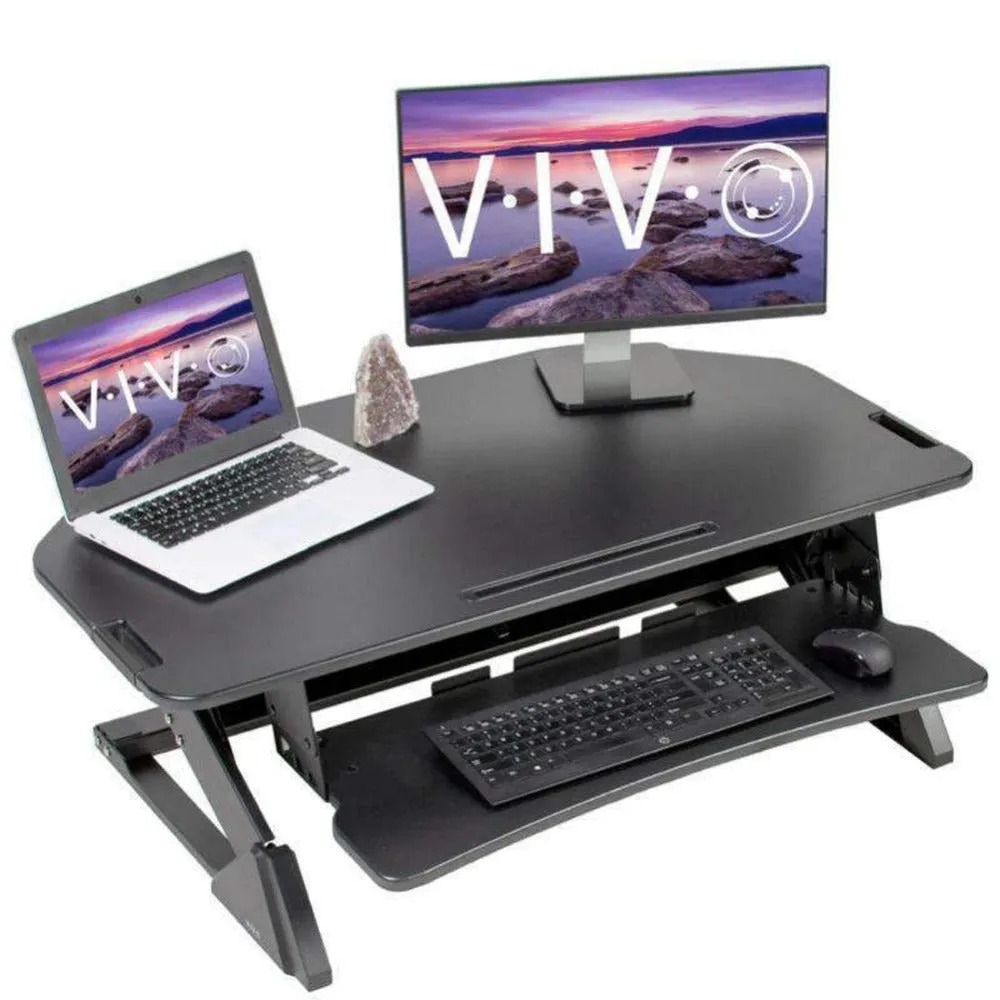 VIVO 42" Black Dual-Monitor Standing Desk Converter, Desk-V000VL