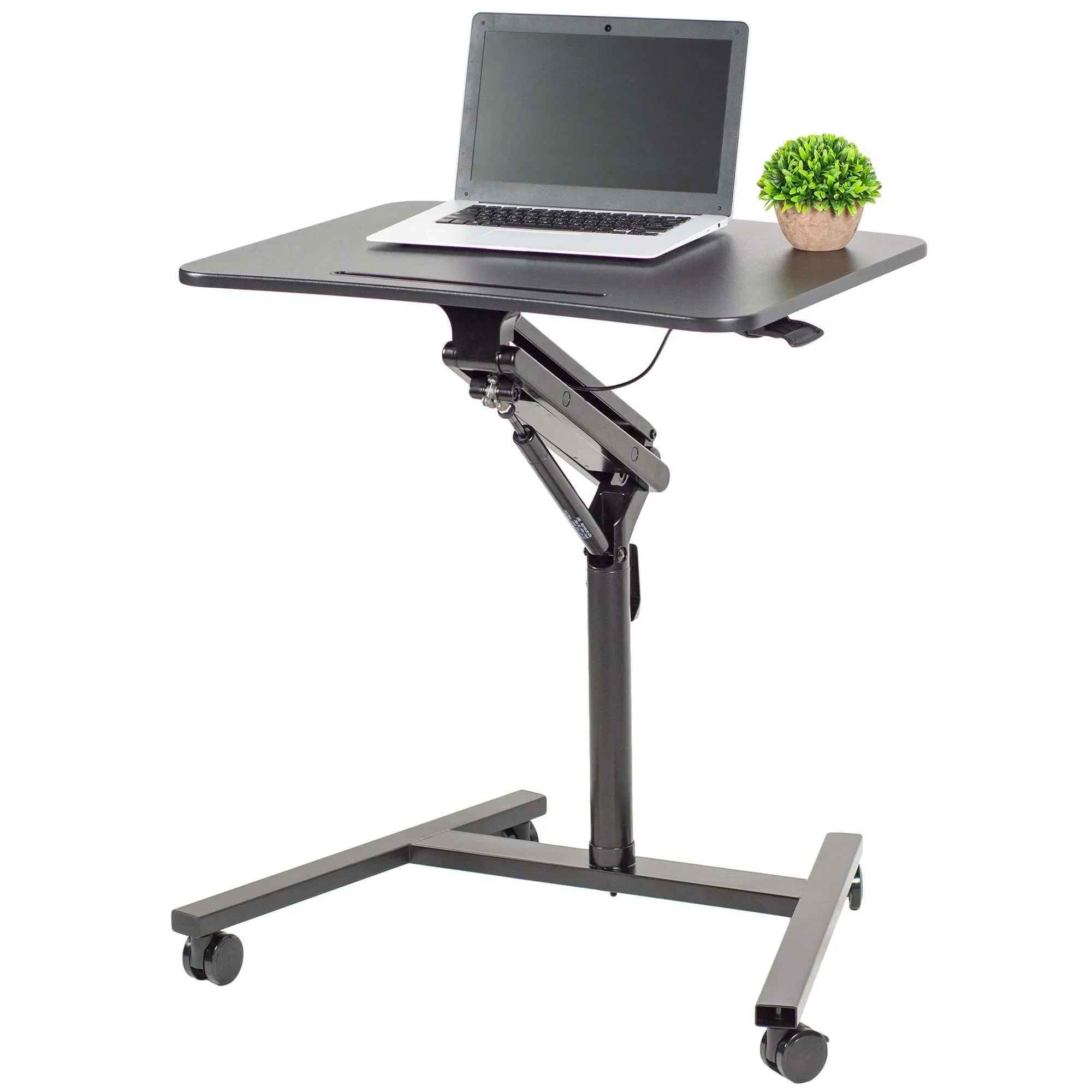 VIVO Black Pneumatic-Spring Mobile Workstation Cart, CART-V05H