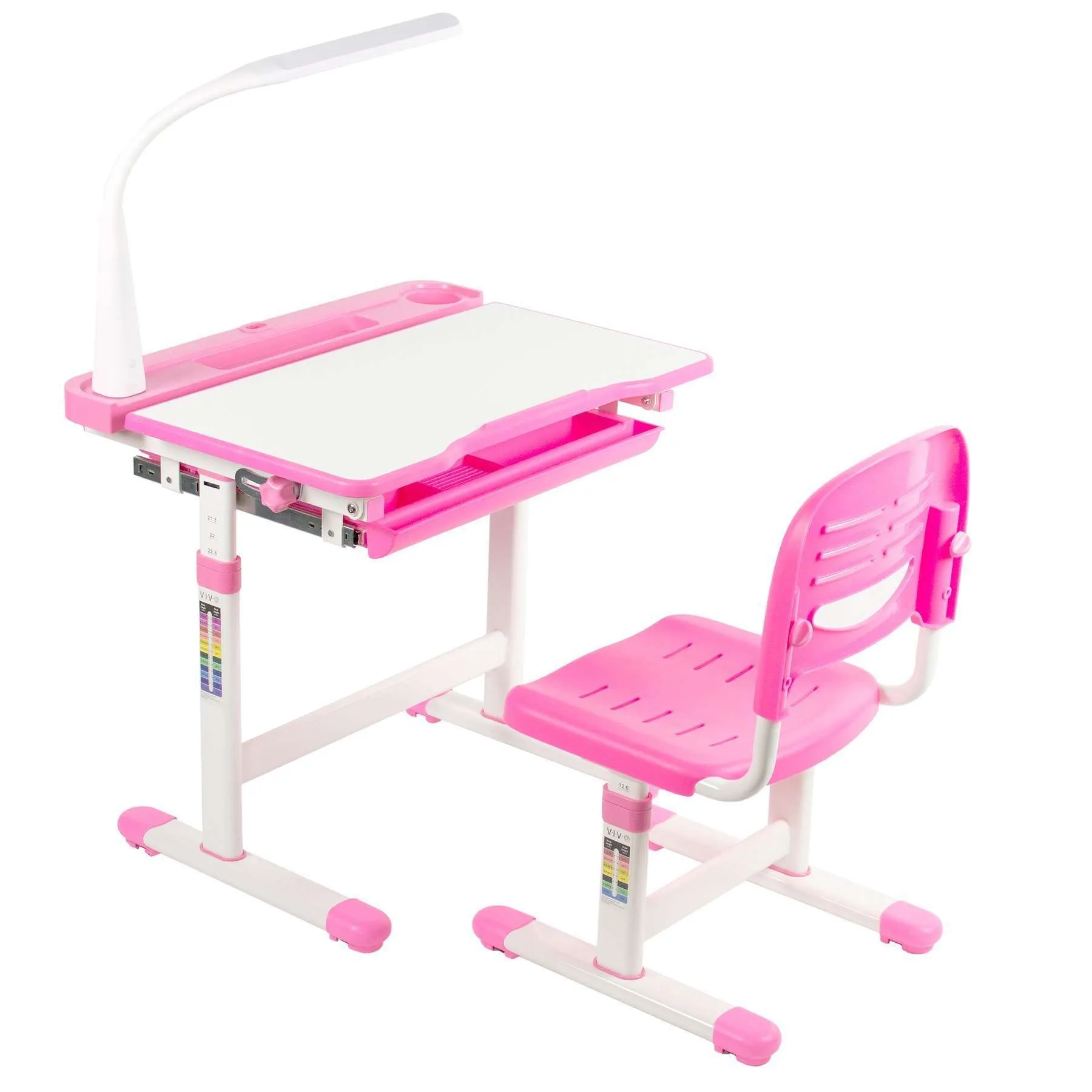 VIVO Kids’ Height-Adjustable Desk & Chair w/ LED Lamp, DESK-V303B/V303P/303G