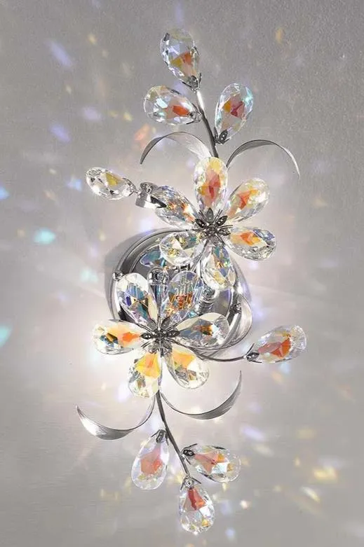 Wall Light With Aurora Borealis Crystal Flowers