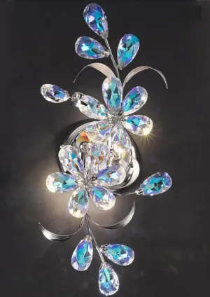 Wall Light With Aurora Borealis Crystal Flowers