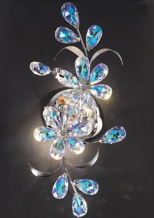 Wall Light With Aurora Borealis Crystal Flowers