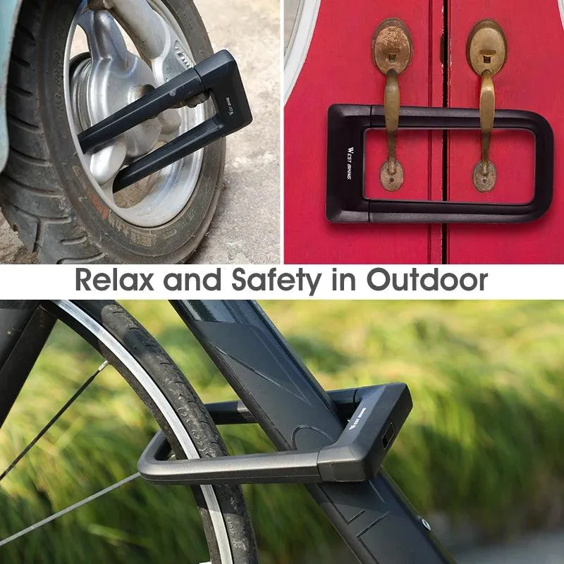 WEST BIKING Anti-theft Bicycle U Lock Safety MTB Road Bike Wheel Cable Lock Motorcycle Scooter Cycling Lock Bicycle Accessories