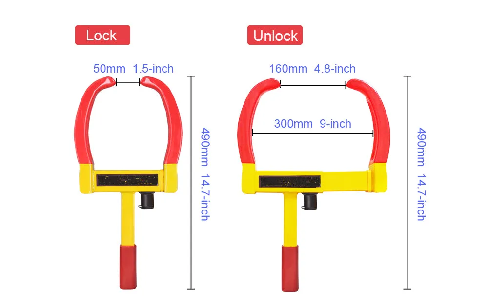 Wheel Clamp Heavy Duty Anti- Theft Wheel Lock