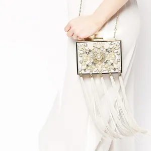 White Pearl Tassel Purse