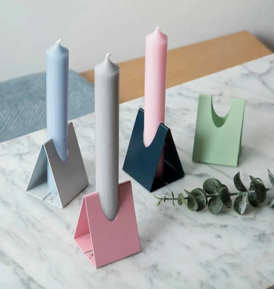 White Triangle Candle Holder