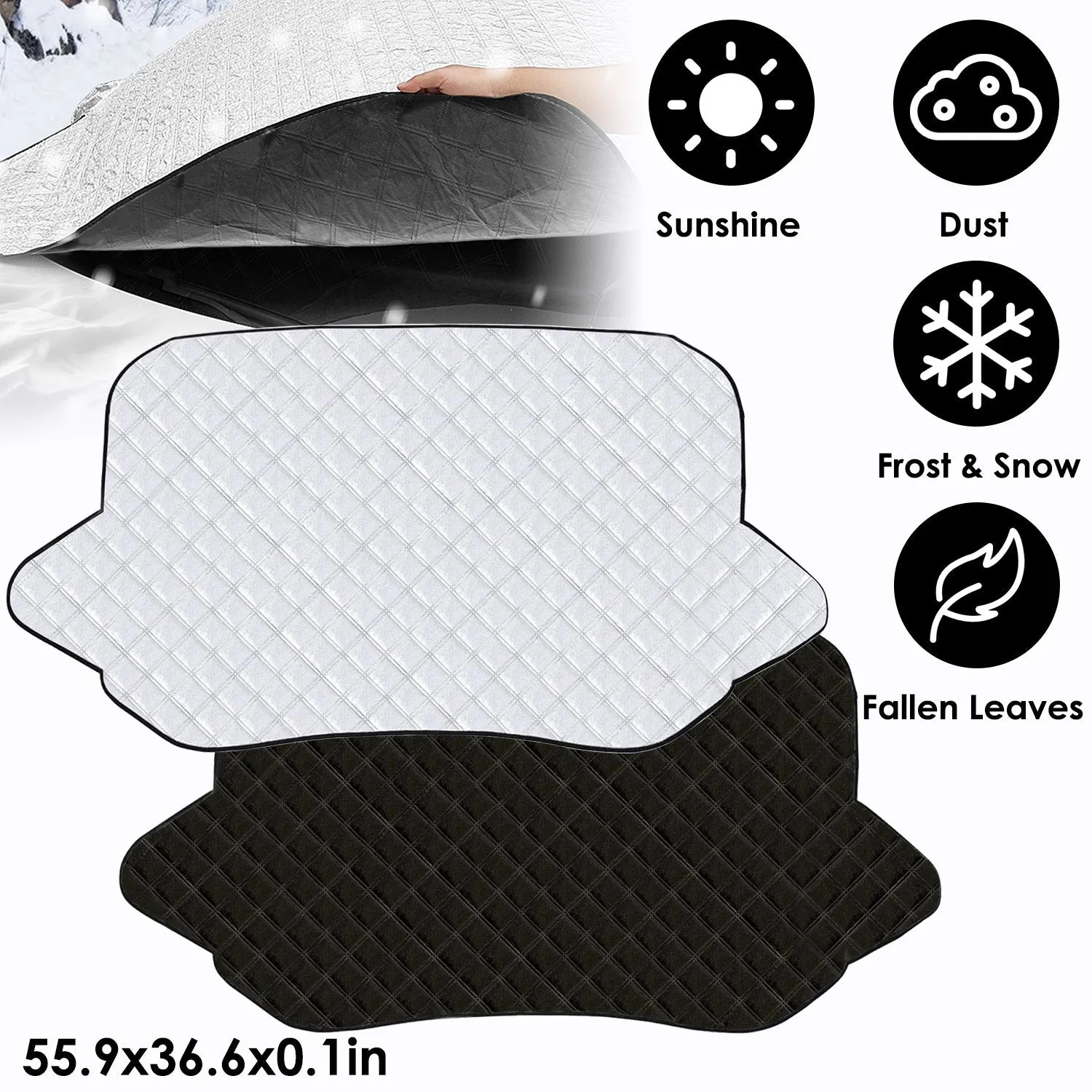 Windshield Protector Against Ice Sun Fit for Small Mid SUVs with Anti-theft Flaps