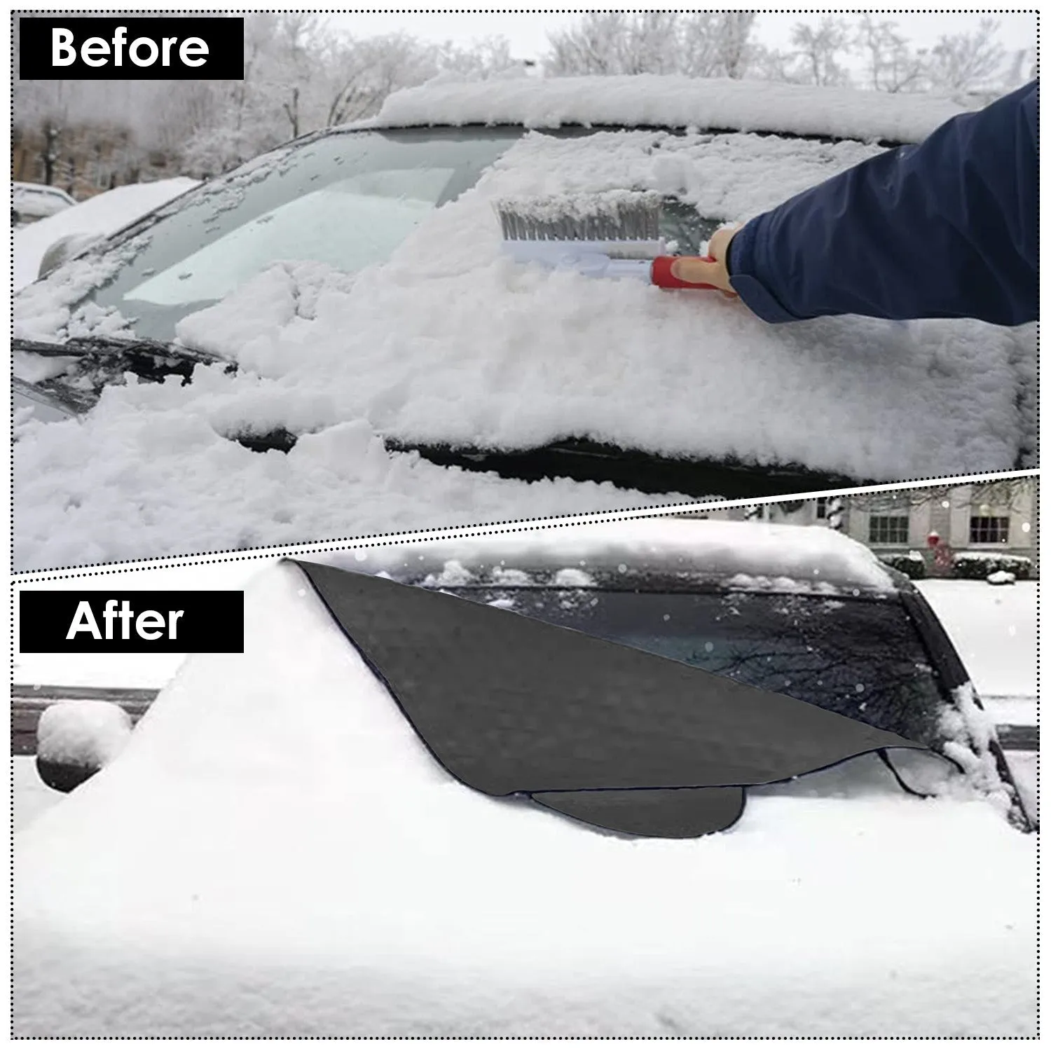 Windshield Protector Against Ice Sun Fit for Small Mid SUVs with Anti-theft Flaps