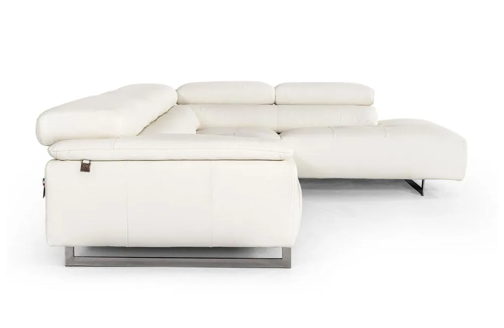 Wish Modern Leather Sectional Sofa White