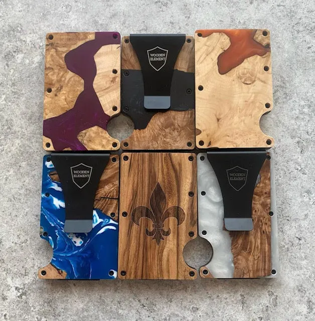 Wood and Resin Smart Wallet (Blue and White)