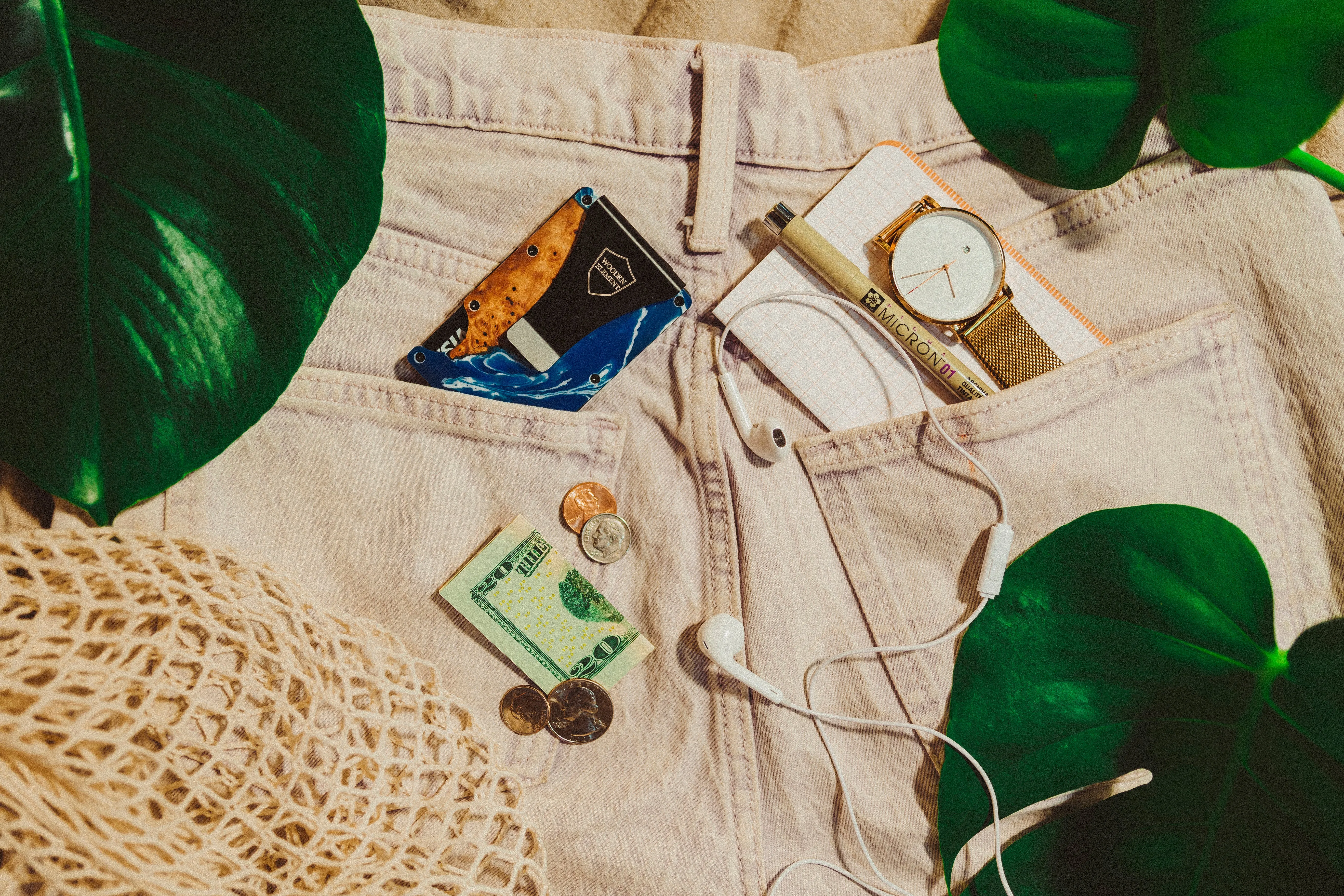 Wood and Resin Smart Wallet (Blue and White)