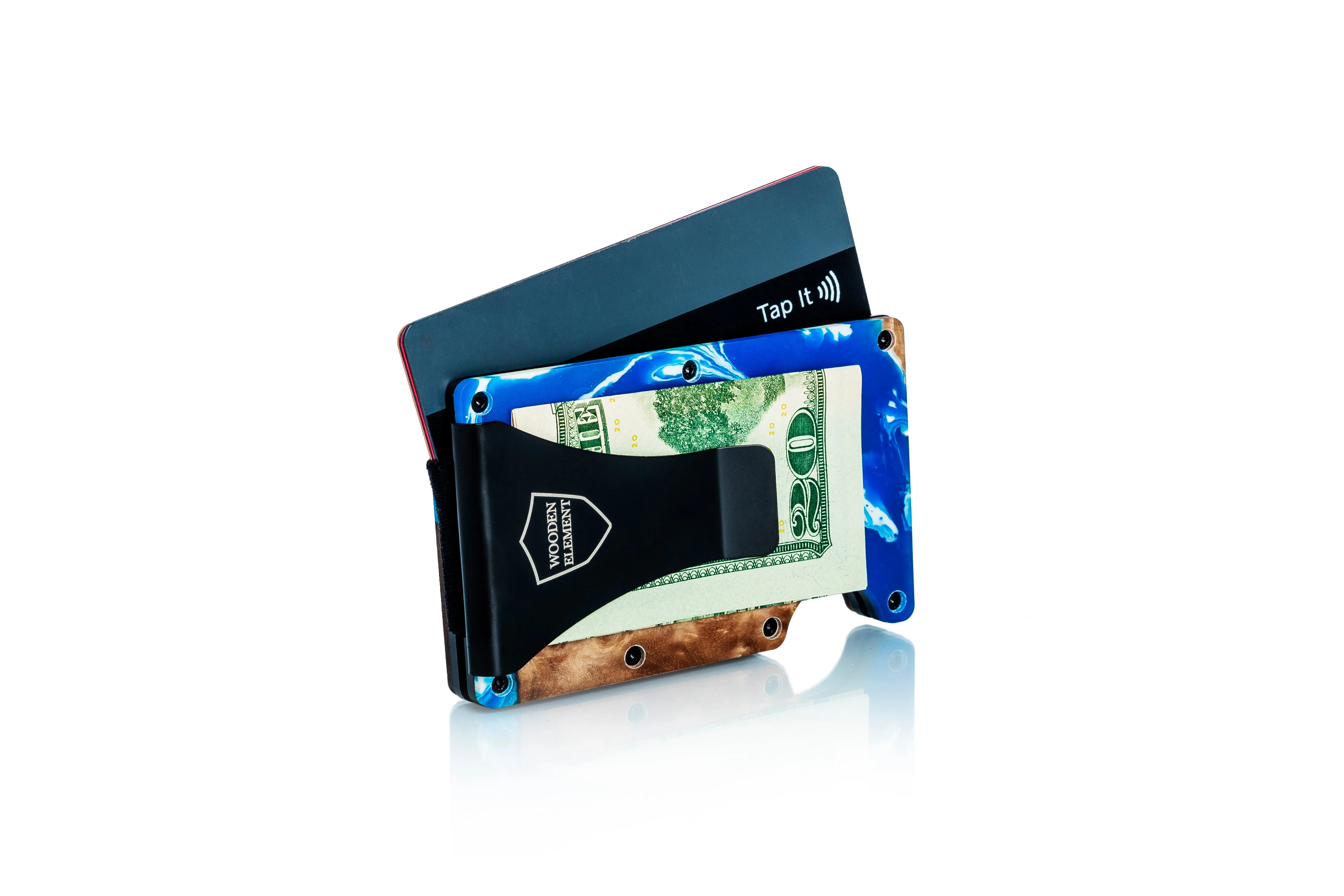 Wood and Resin Smart Wallet (Blue and White)