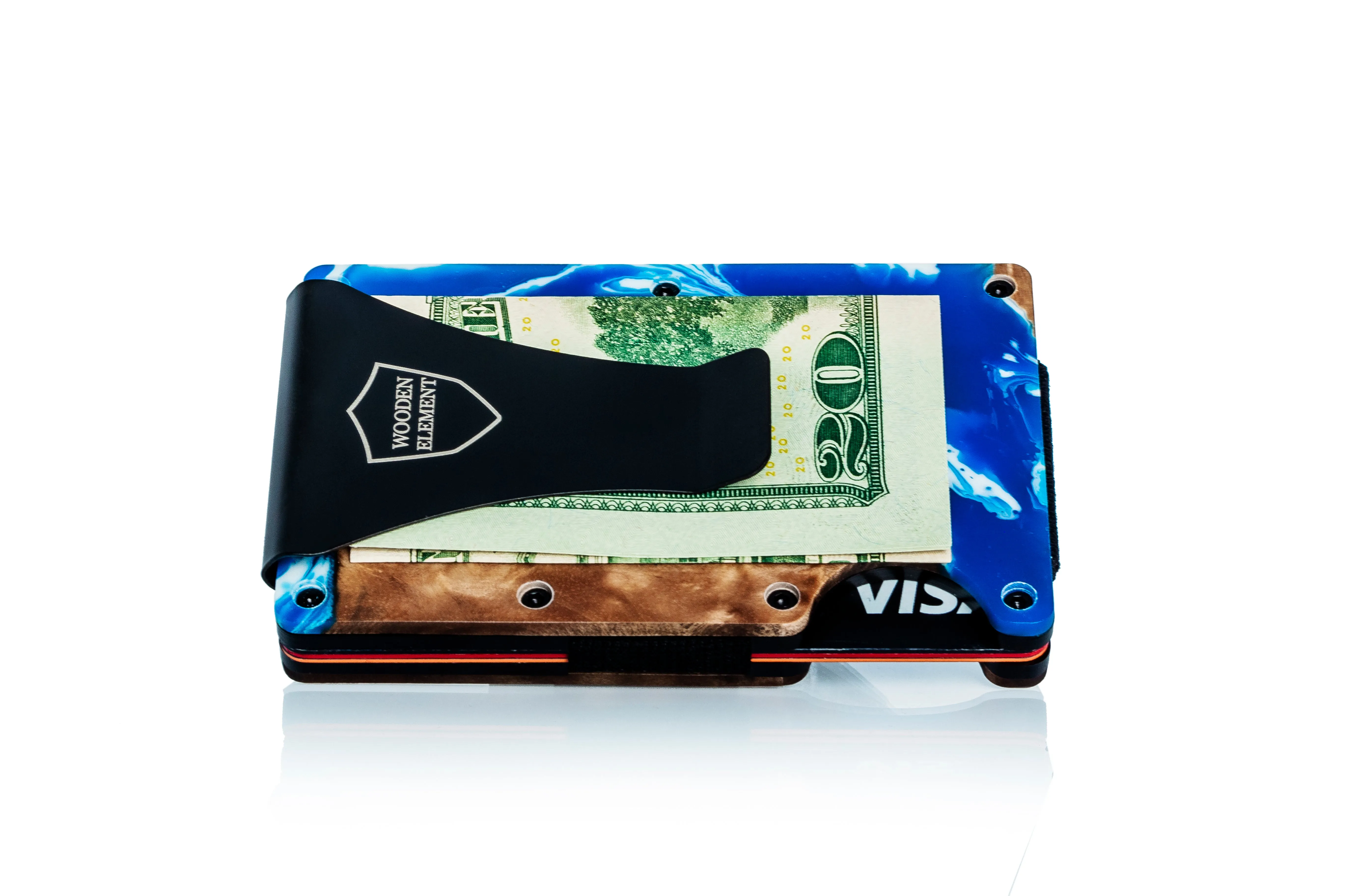 Wood and Resin Smart Wallet (Blue and White)