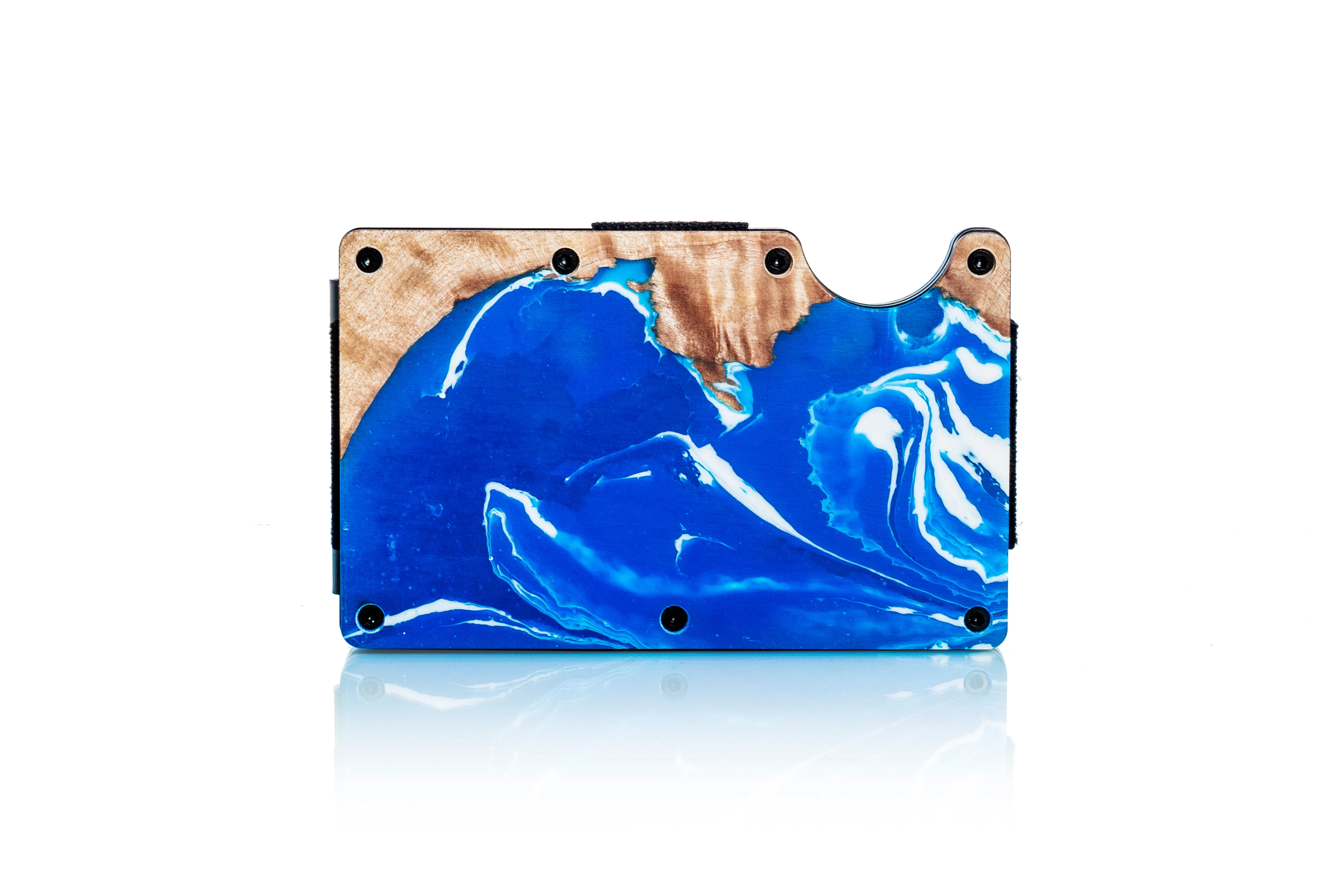 Wood and Resin Smart Wallet (Blue and White)