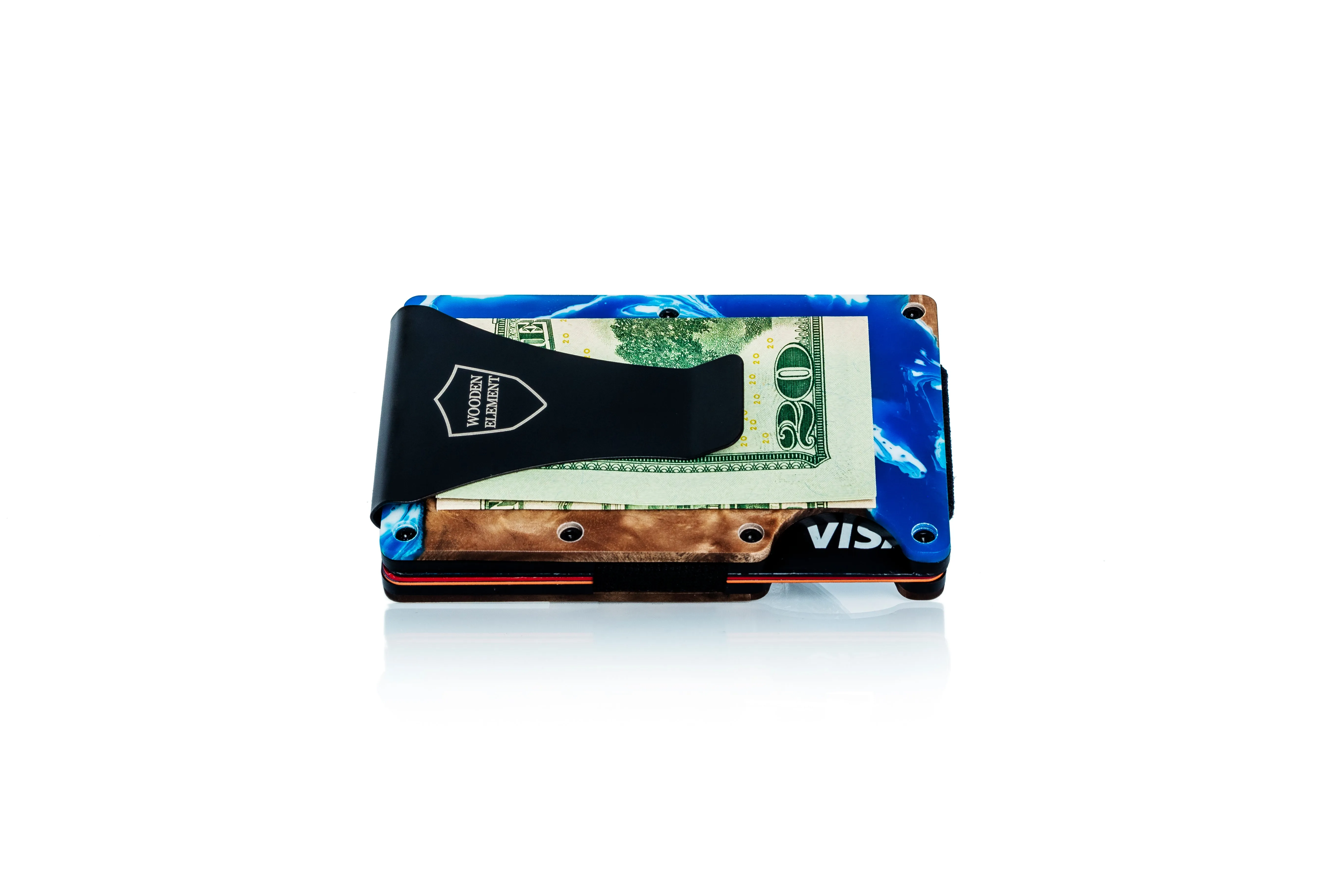 Wood and Resin Smart Wallet (Blue and White)