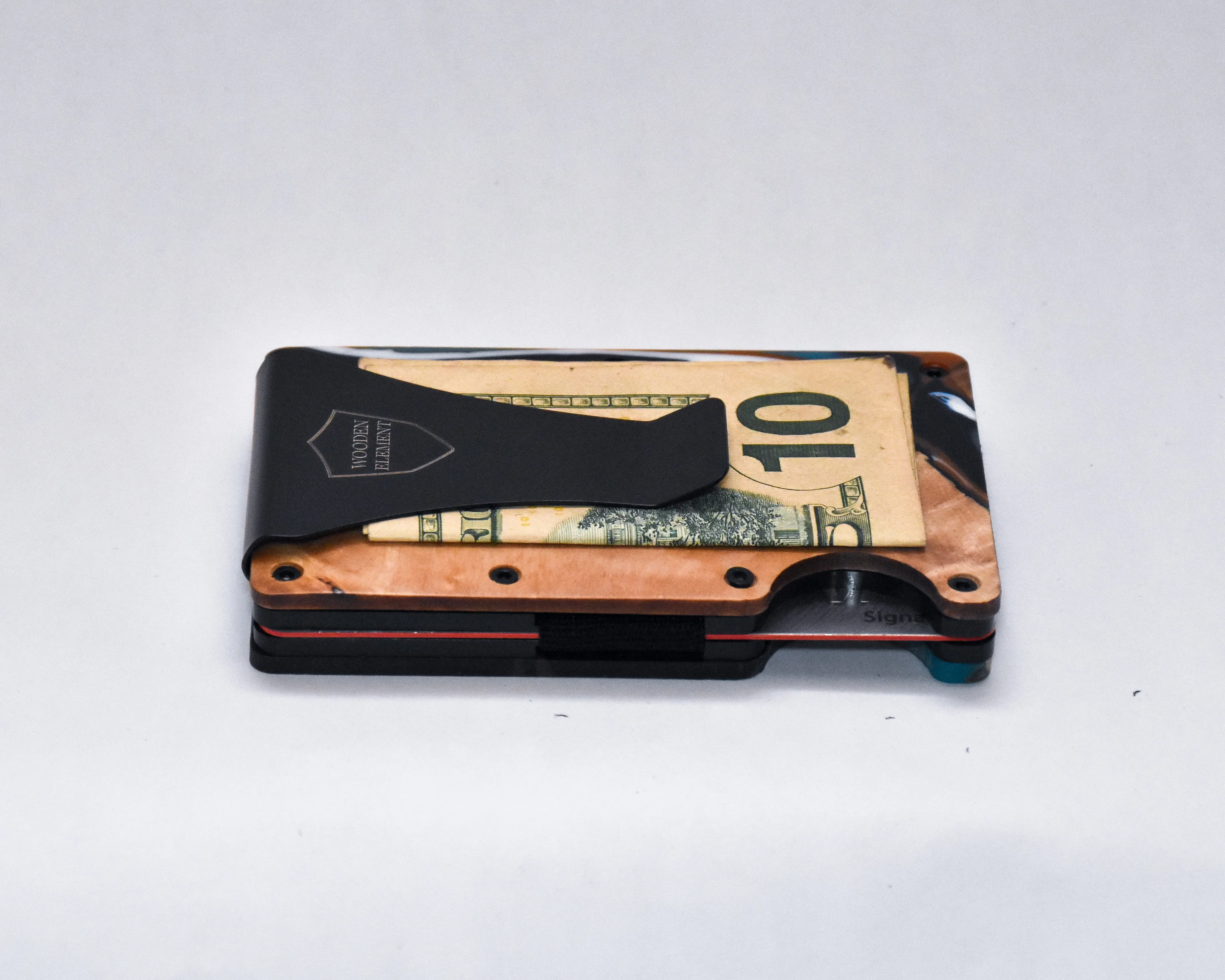 Wood and Resin Smart Wallet (Coffee   Blue   Black   White)