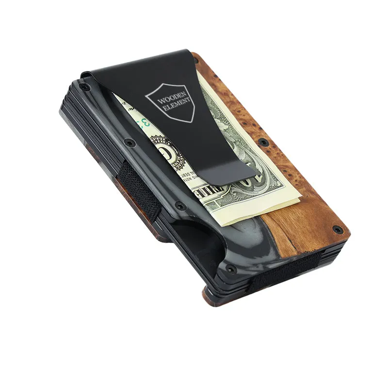 Wood and Resin Smart Wallet (Silver and Black)