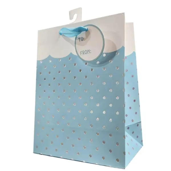 X Large Blue Wavy Dots Gift Bag - 33cm x 45cm x 12.7cm