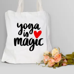 Yoga Tote Bag | Womens Travel Bag | Yoga Is Magic Bag | Custom Designed Bag | Moms Shoulder Bag | Gym Bag