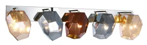 ZC121-4002W42PN - Urban Classic: Gibeon 5 Light Polished Nickel & Golden Teak & Silver Shade & Copper Glass Shade Wall Sconce