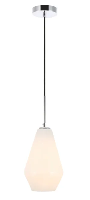 ZC121-LD2261C - Living District: Gene 1 light Chrome and Frosted white glass pendant