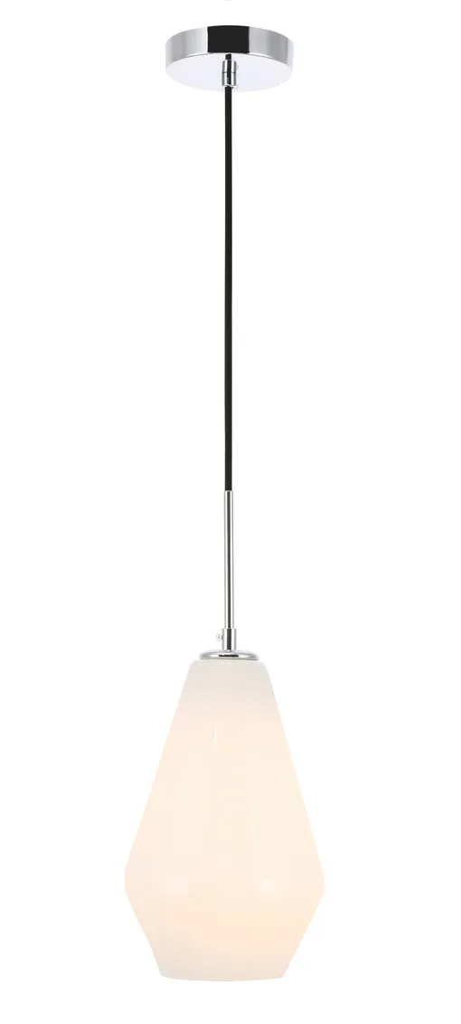 ZC121-LD2261C - Living District: Gene 1 light Chrome and Frosted white glass pendant