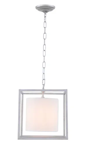 ZC121-LD6005D12S - Living District: Mirin 1 light Vintage Sliver and White shade pendant