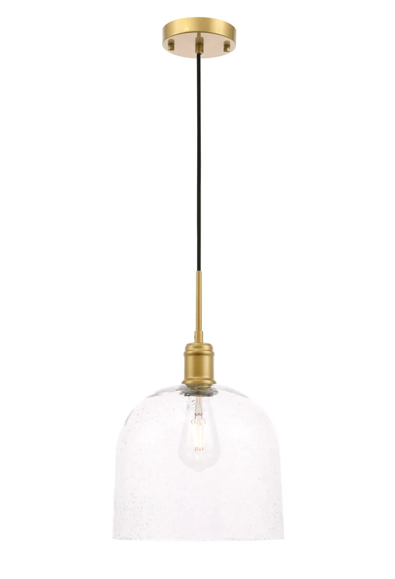 ZC121-LD6215BR - Living District: Gabe 1 light Brass and Clear seeded glass pendant