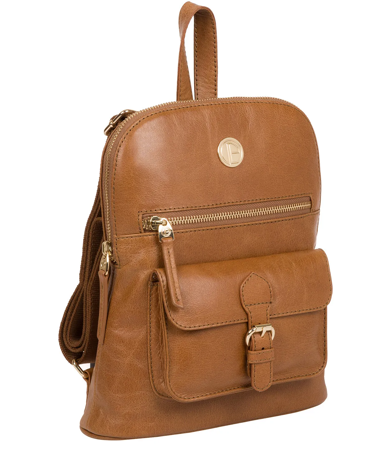 'Zinnia' Saddle Tan Leather Backpack