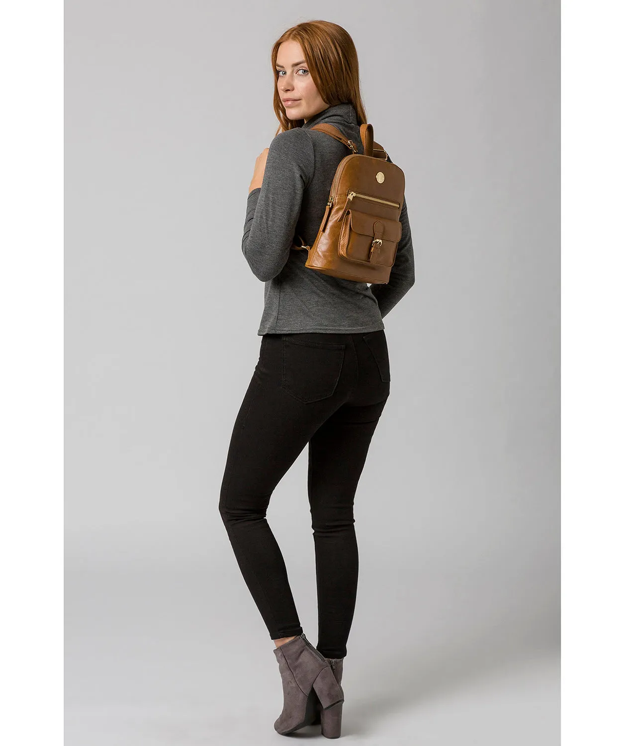 'Zinnia' Saddle Tan Leather Backpack